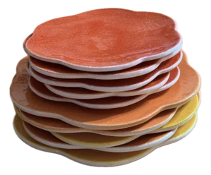 Late 20th Century Italian Flower Shaped Ceramic Dinnerware - Set of 10