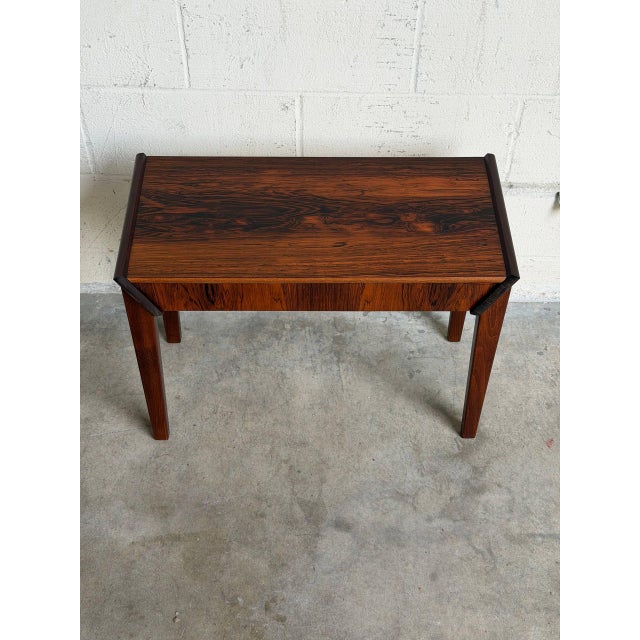 Wood Rosewood One Drawer Entry Table Small Nightstand Side Table Desk Denmark 1960s For Sale - Image 7 of 10