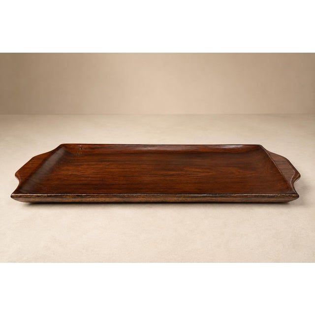 Wood 1960s Brazilian Modern Serving Tray in Jacarandá, by Jean Gillon for WoodArt For Sale - Image 7 of 17