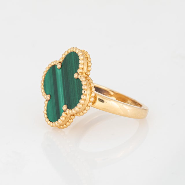 Van Cleef & Arpels Malachite Ring Magic Alhambra Sz 6.25 18k Yellow Gold Estate For Sale - Image 4 of 8