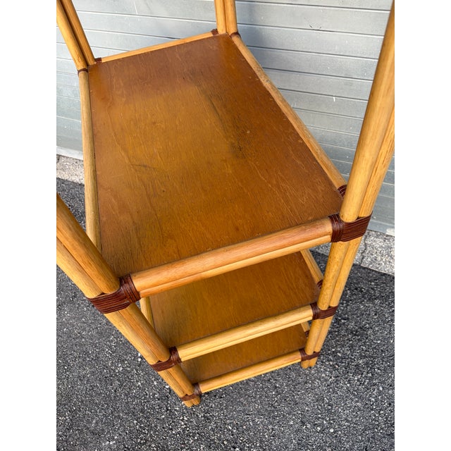 Vintage Coastal Style Arched Rattan Etagere/ Bookcase in the McGuire's Manner. Circa 1970s. For Sale In Miami - Image 6 of 18