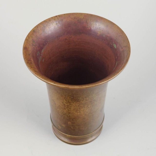 Tumulus bronze vase, 1940s. Denmark. Classic Art Deco vase in patinated bronze with a flaring conical shape and gently...