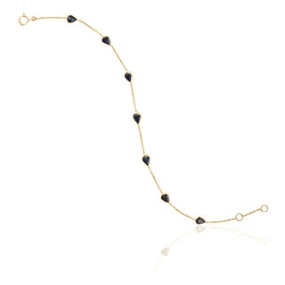 VRJewels 2.05ct Bezel Set Blue Sapphire Station Bracelet in 14k Yellow Gold For Sale