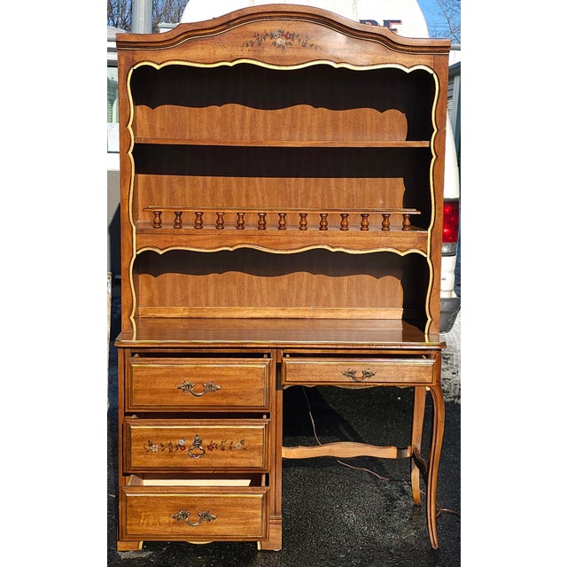 Henry Link Furniture Ornate and Partial Gilt Lighted Hutched Desk For Sale - Image 11 of 12