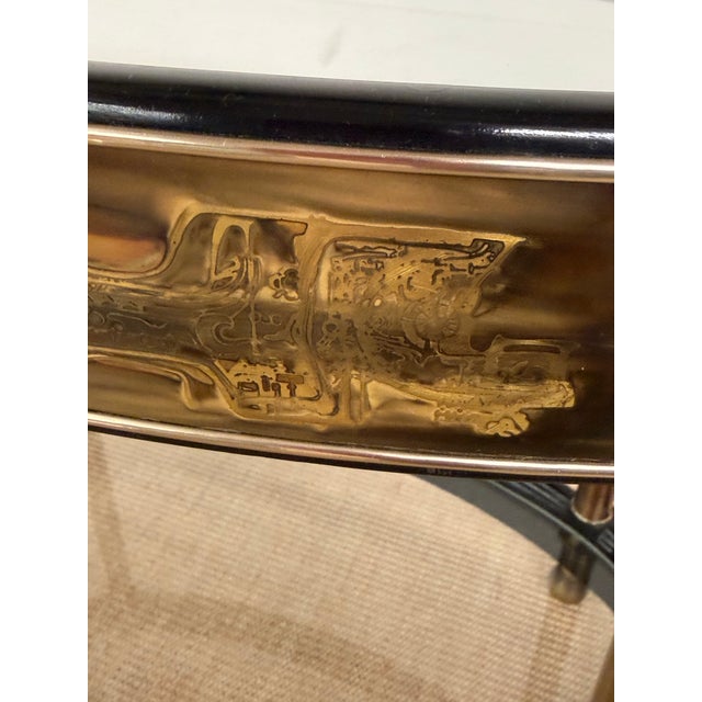 Extraordinary Pair of Acid Etched Brass Side Tables from Mastercraft. A Bernhard Rohne design exclusively for Mastercraft...