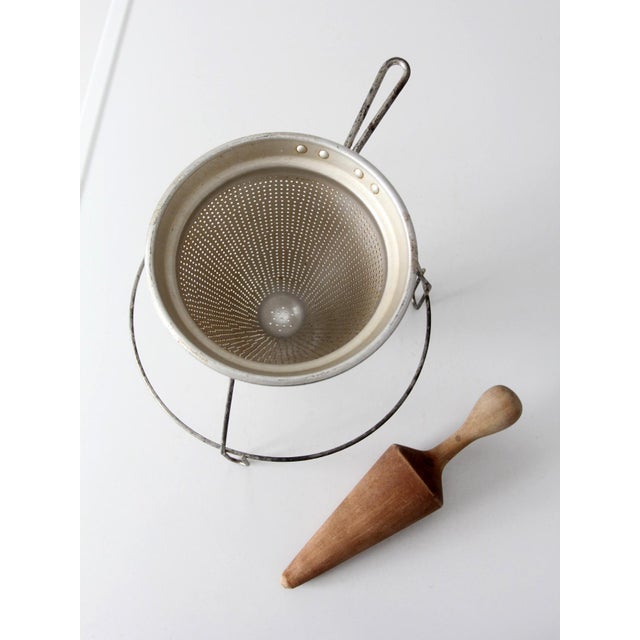 Mid-Century Conical Strainer Set With Stand and Wooden Pestle For Sale - Image 11 of 13