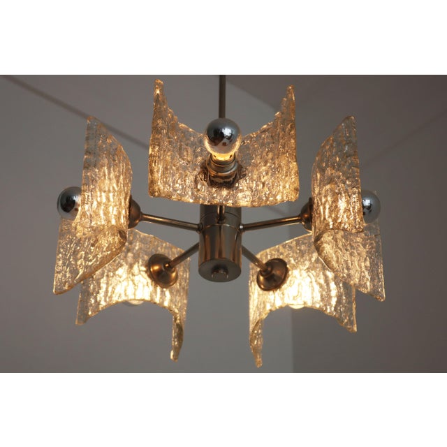 Mid-Century Modern Brutalist Chrome and Glass Chandelier by Kaiser Leuchten, 1970s For Sale - Image 9 of 13