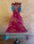 Single Couture Eiffel Tower Lamp Shade...Covered in raspberry printed chinoiserie silk fabric, turquoise, orange and hot...
