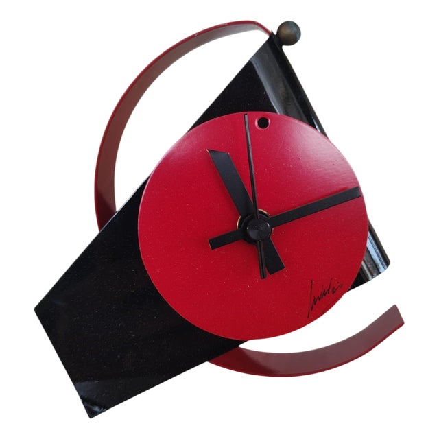 Radical Table Clock in Lacquered Metal, 1980s For Sale