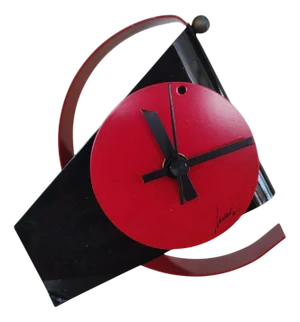 Radical Table Clock in Lacquered Metal, 1980s