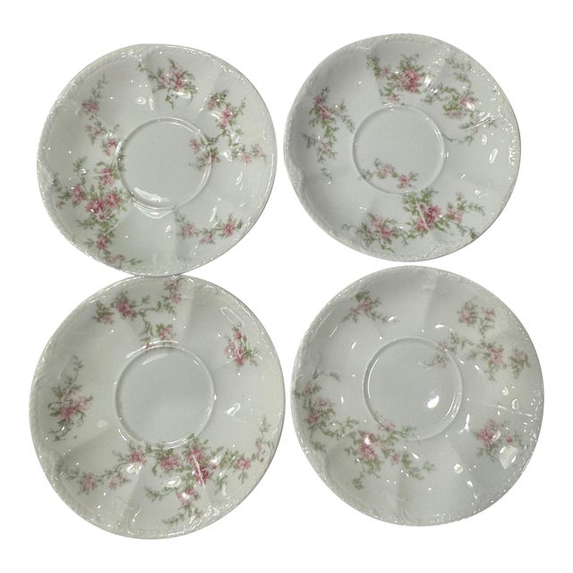 Antique Early 1900s Haviland Limoges Floral Saucers - Set of 4 For Sale