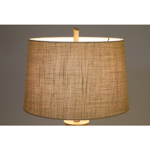 Camel Atomic Modern Franco Albini Attributed Rattan Pineapple Ribbed Table Lamp 1950s Italian For Sale - Image 8 of 10