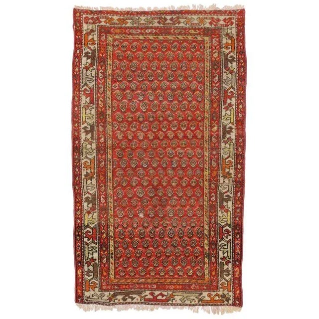 Scarlet 20th Century Persian Boteh Hamadan Accent Rug - 3′3″ × 5′7″ For Sale - Image 8 of 8