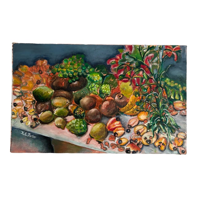 Vintage Impressionist Still Life Oil Painting of Tropical Fruit For Sale