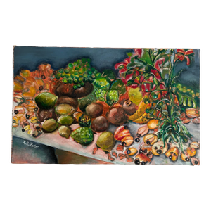 Vintage Impressionist Still Life Oil Painting of Tropical Fruit