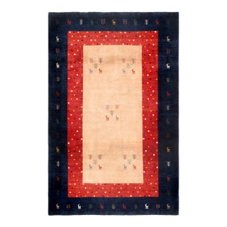 Pasargad Home Gabbeh Lamb's Wool Area Rug, 4' 4" X 7' 0", Beige For Sale