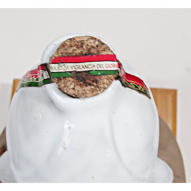 Large Mexican Figurative Ceramic Decanter on Wood Base, C. 1970s For Sale - Image 12 of 13