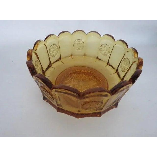 Fostoria Coin Glass Amber Liberty Bell Scalloped Bowl For Sale - Image 4 of 10