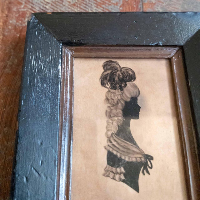 19th Century American or English Folk Art Reverse Painted Glass Miniature Silhouette Portrait For Sale - Image 4 of 13