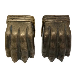 Vintage Brass Lion Claw Feet Bookends - a Pair For Sale