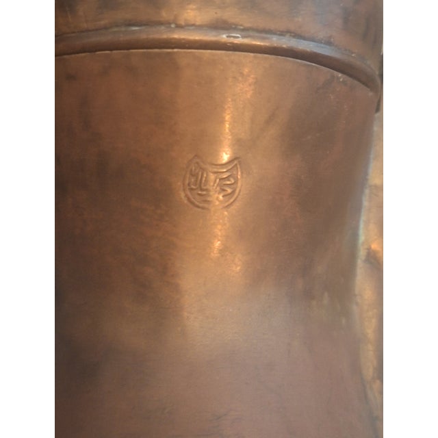 Metal Antique Copper and Brass Dallah Coffee Pot With Maker Stamp - 14" For Sale - Image 7 of 8