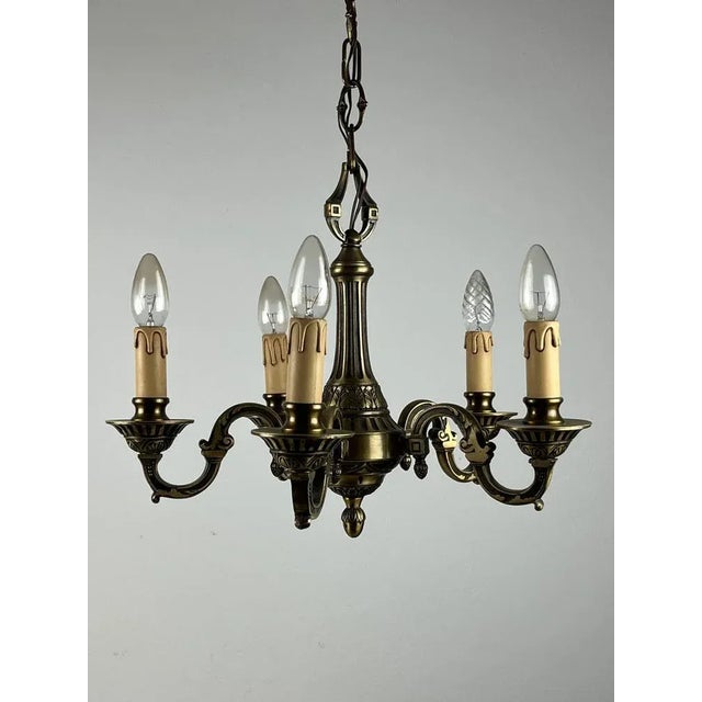 5-Light Bronze Chandelier, Italy, 1960s For Sale - Image 9 of 11