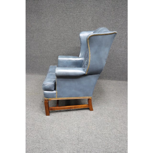 Leathercraft Tufted Wingback Chair For Sale - Image 9 of 10