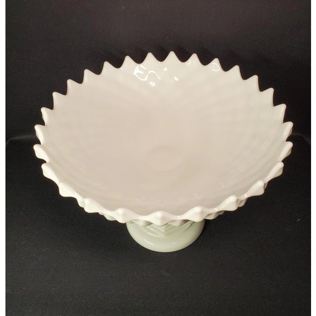 Oversized 1950's Milk Glass Compote For Sale - Image 4 of 6