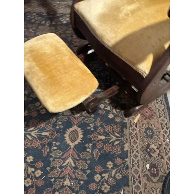 Morris & Co. Antique Morris Style Reclining Rocking Chair With Pull-Out Footrest For Sale - Image 4 of 12
