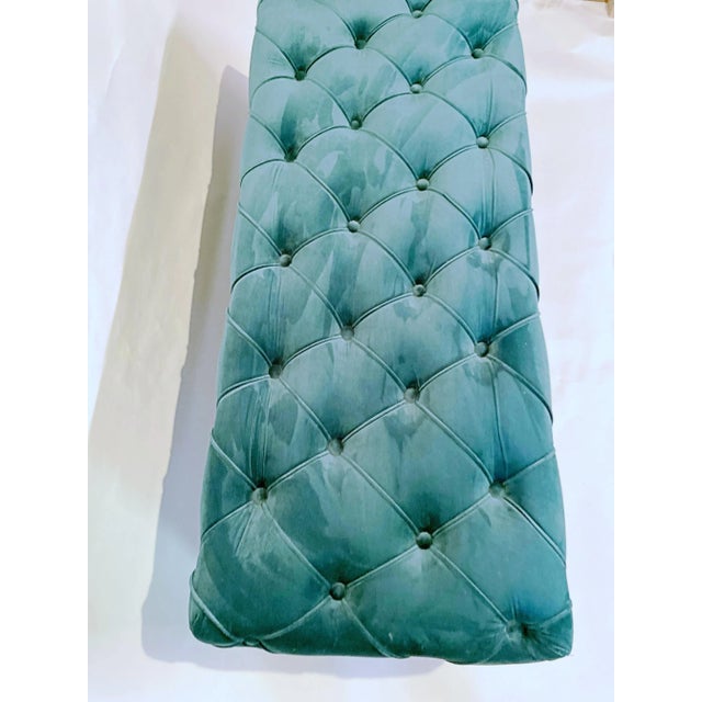Textile Tufted Hunter Green Rectangular Ottoman For Sale - Image 7 of 10
