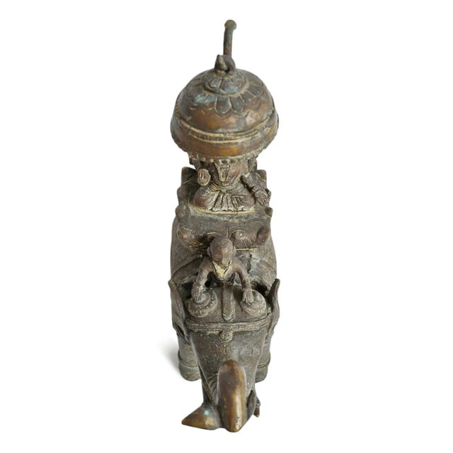 Early 20th Century Antique Bronze Elephant with Shiva Rider For Sale - Image 5 of 7
