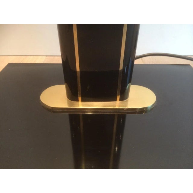 Brass Circa 1970 French Black Lacquered and Brass Floor Lamp For Sale - Image 8 of 13