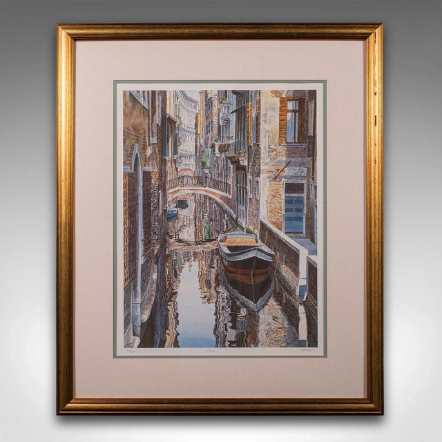 This is a contemporary Venetian print. An English, framed limited edition signed by the artist, circa 2000. Attractive...