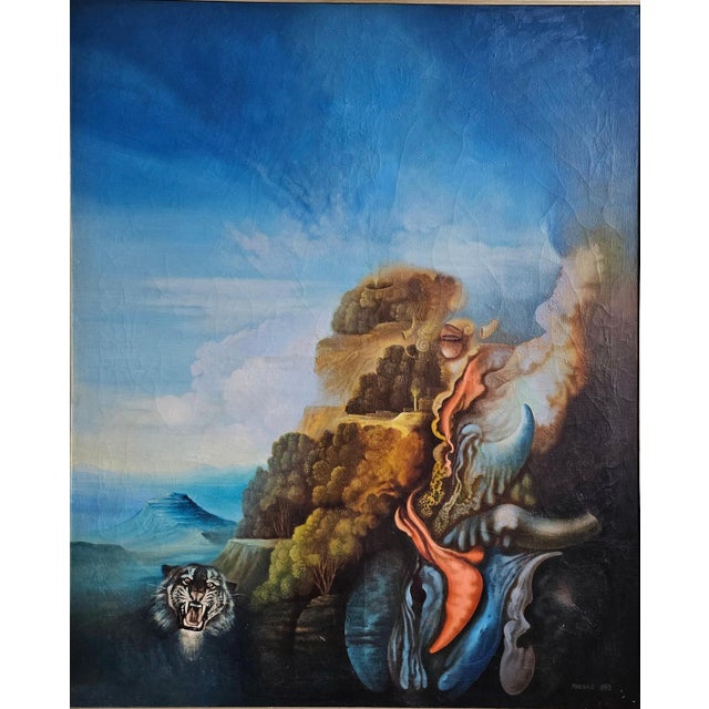 Mihailo Djokovic Tikalo, Surrealist Scene, 1983, Oil on Canvas For Sale - Image 9 of 9
