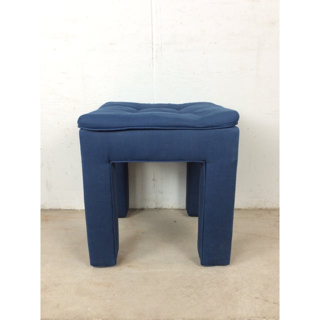 Vintage Upholstered Parsons Style Stool With Tufted Seat For Sale - Image 4 of 12
