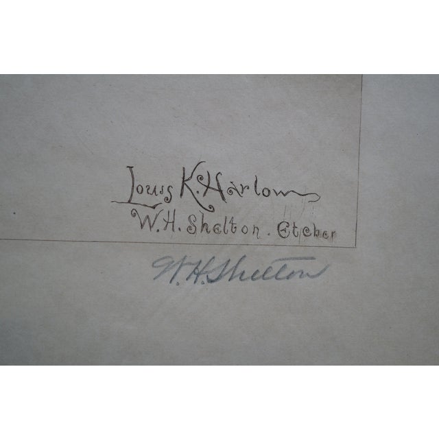 Antique Louis Harlow w.h. Shelton Signed Rowboat Riverscape Etching 22" For Sale - Image 9 of 11