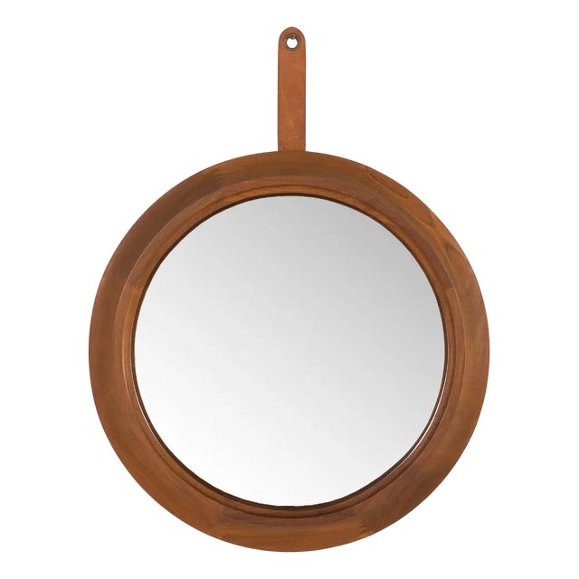 Mid-Century Italian Mirror with Sculptural Teak Frame, 1970s For Sale