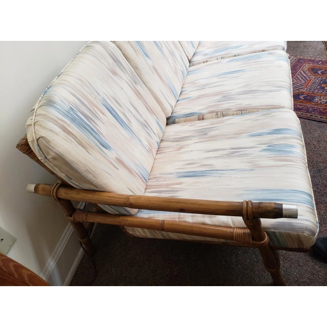 John Wisner 1950s Vintage John Wisner Ficks Reed Co. Far Horizon Rattan Sofa For Sale - Image 4 of 10