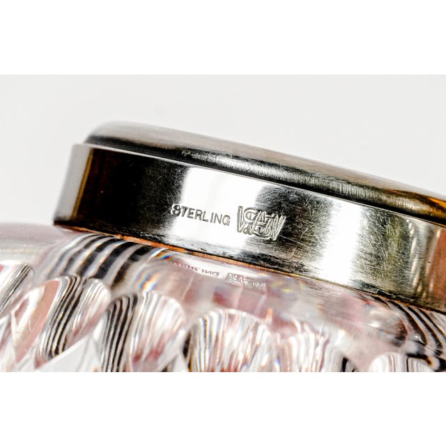 Brilliant Large Antique Cut Crystal Paperweight Inkwell With Sterling Silver Lid Luxury Desk Accessory Home Decor For Sale In New York - Image 6 of 17