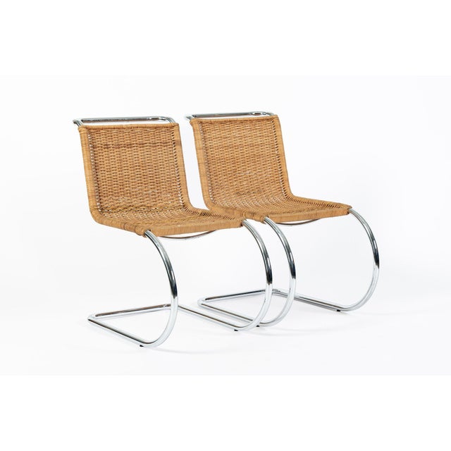 Brown Mies Van Der Rohe Mr10 Cane and Chrome Cantilever Dining Chairs for Stendig, Bauhaus Pair For Sale - Image 8 of 18