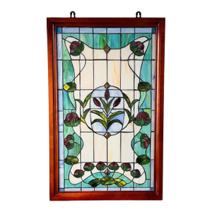 Vintage Stained Glass Wall Hanging 32x20