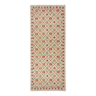 32x74 in Traditional 100% Silk Wall Hanging. Handmade Embroidered Table Runner For Sale