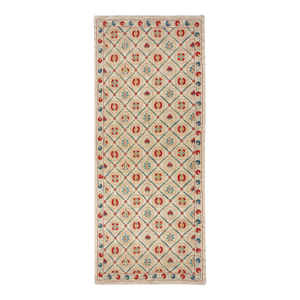 32x74 in Traditional 100% Silk Wall Hanging. Handmade Embroidered Table Runner