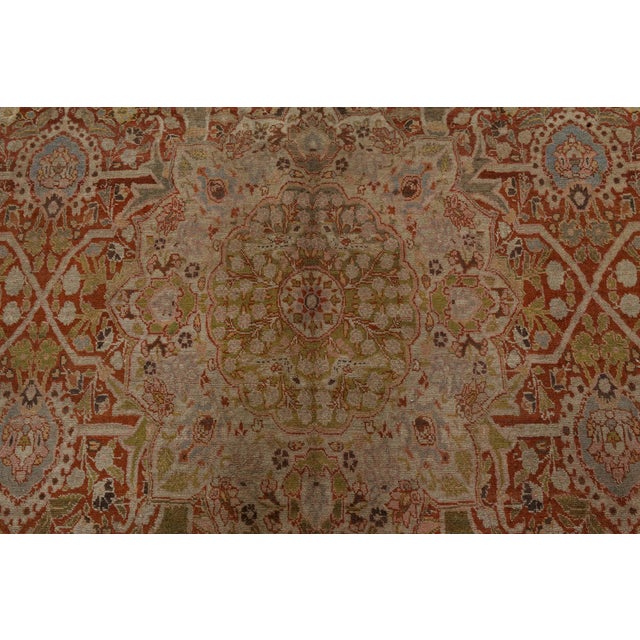 Fine Antique Persian Tabriz Hand Knotted Wool Rug For Sale - Image 4 of 10