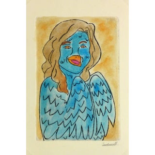 Ana May, Etching - Blue Bird Lady For Sale
