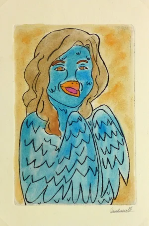Ana May, Etching - Blue Bird Lady