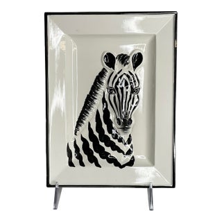 1970s Fitz and Floyd Hand Painted Zebra Wall Plate For Sale