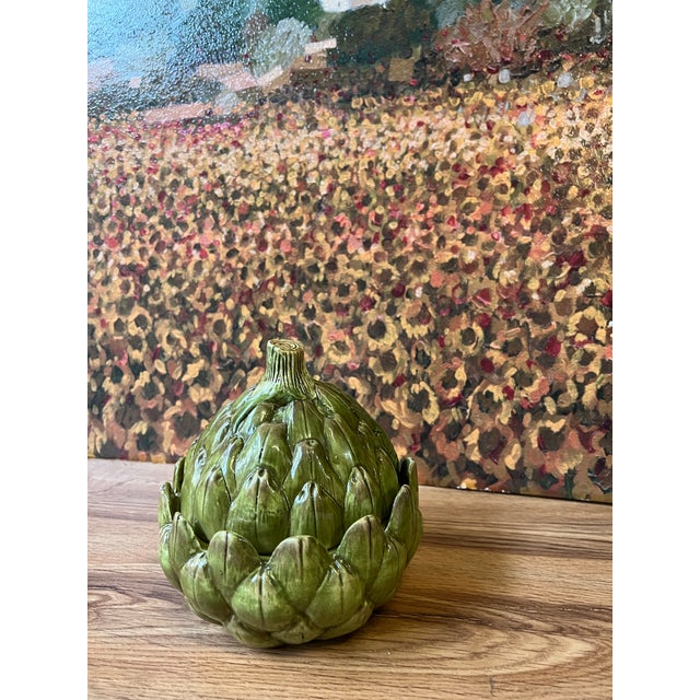 1970s Small Ceramic Green Artichoke Dish For Sale In Atlanta - Image 6 of 7