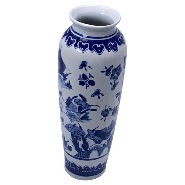 Blue 20th Century Blue & White Porcelain Vase, China For Sale - Image 8 of 8