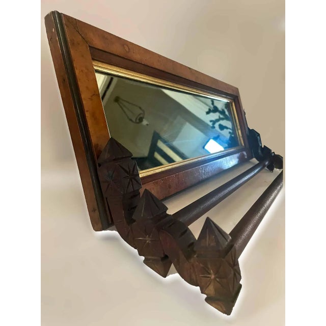 Antique Eastlake mirrored double hand towel bar. Wired on back, ready to hang. Please note:There is some distortion in...